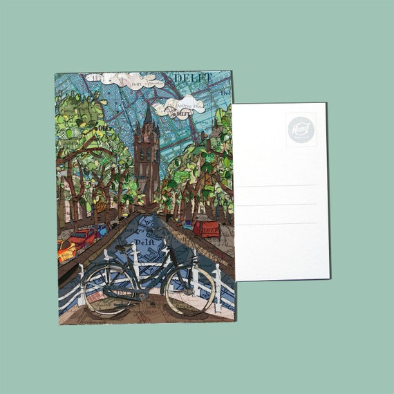 World map postcards - Delft and Dordrecht series