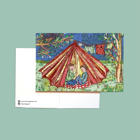 World map postcards - Night series