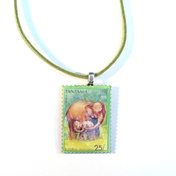 Postage stamp necklace