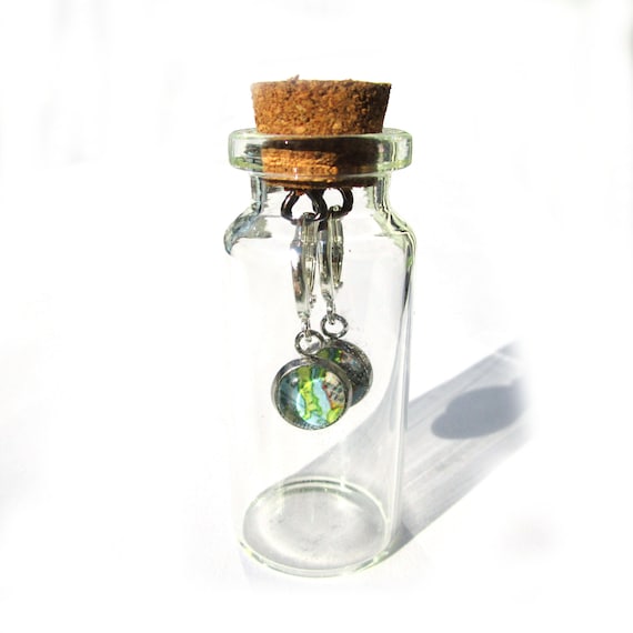 World map earrings in bottle - Europe variations