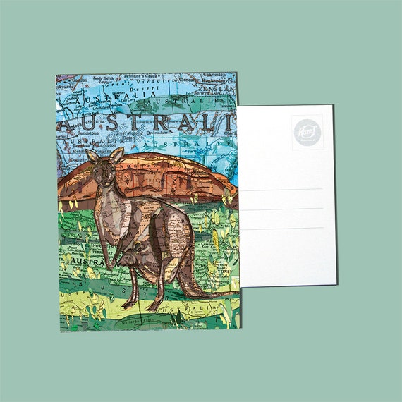 World map postcards - Australia / New Zealand