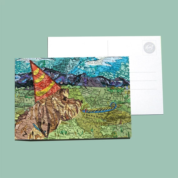 World map postcards - Birthday Animals