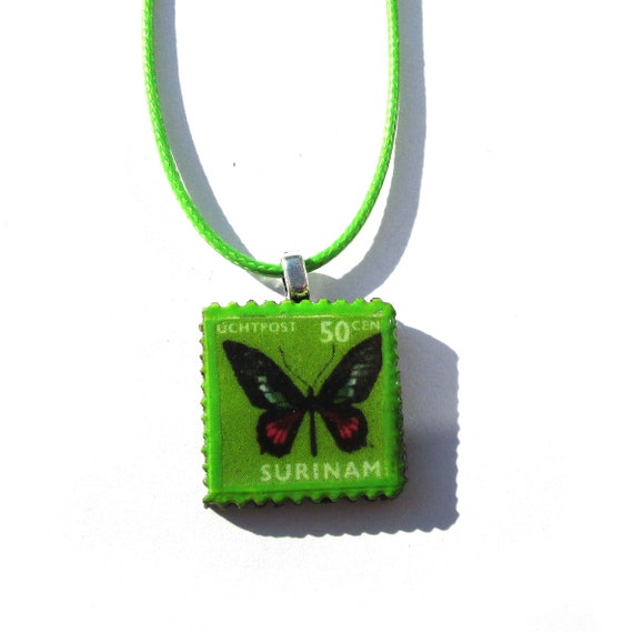 Postage stamp tile necklace - Latin America variations