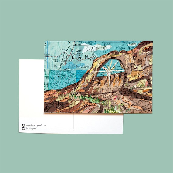 World map postcards - American Nature and Mayflower