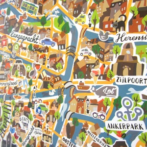 Illustriertes Kartenposter von Leiden
