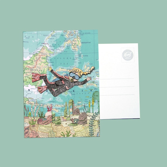 World map postcards - Summer set