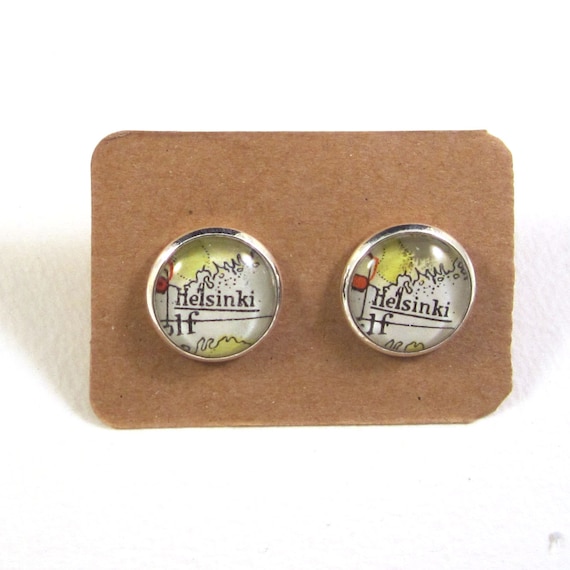 Personalized World map ear studs - North Europe variations