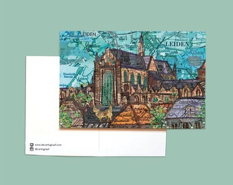 World map postcards - Leiden set