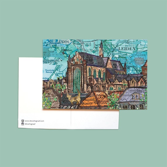 World map postcards - Leiden set