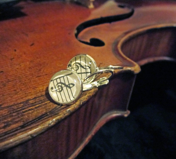 Personalized sheet Music clip on earring