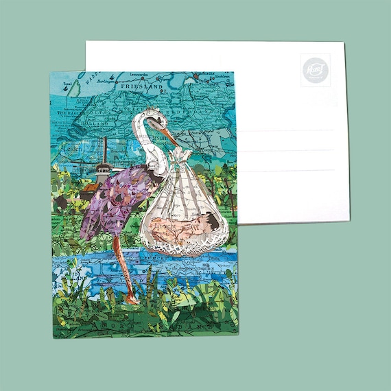 World map postcards - Birth series