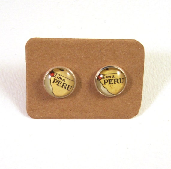 Personalized World map ear studs - Latin America variations