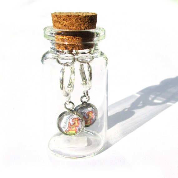 World map earrings in bottle - Netherlands