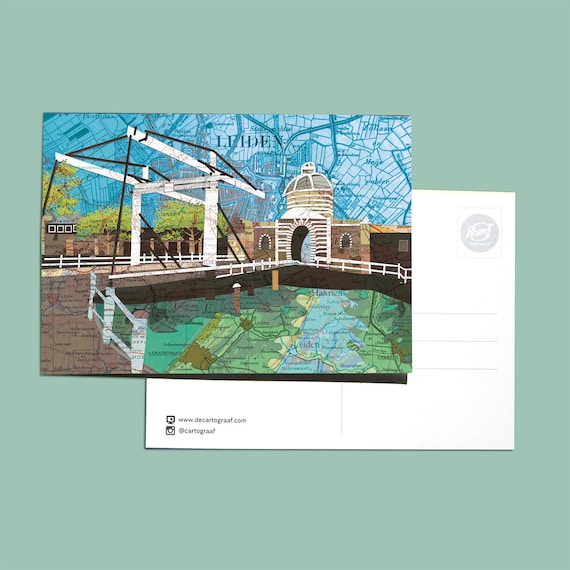 World map postcards - Leiden set