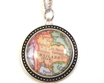 Personalized Map necklaces - Asia variations 30 mm