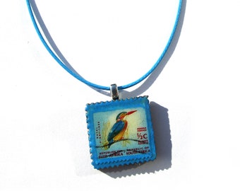 Postage stamp tile necklace - Africa variations