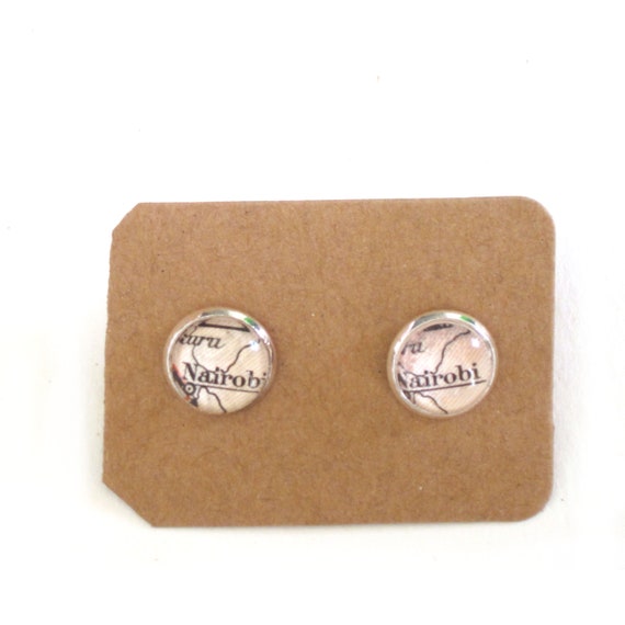 Personalized World map ear studs - Africa variations