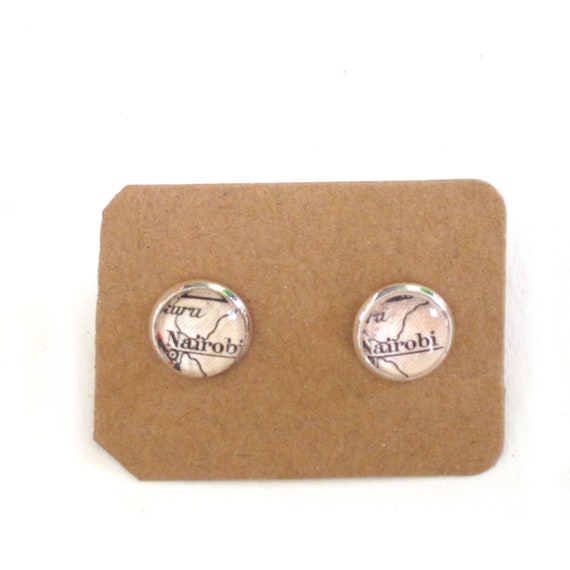 Personalized World map ear studs - Africa variations