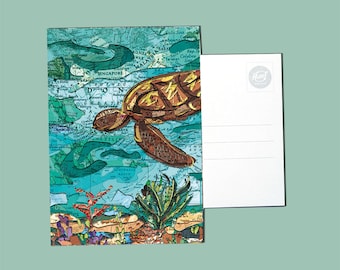 World map postcards - Sealife