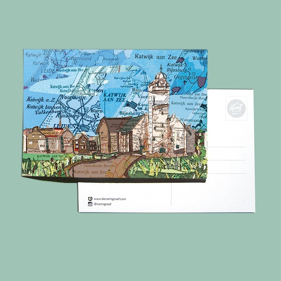 World map postcards - South Holland and sea