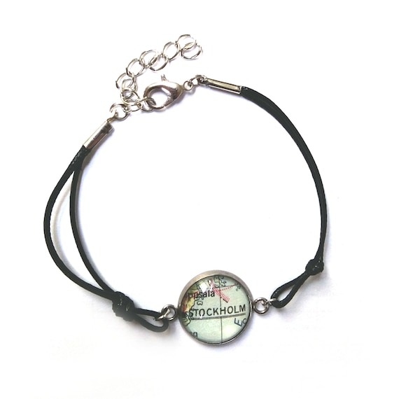 Personalized World map bracelet -  North Europe variations