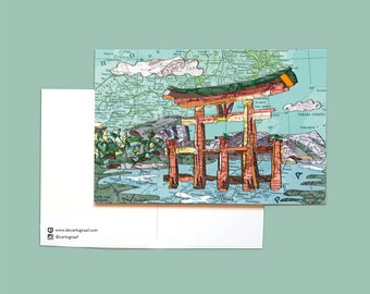 World map postcards - Japan series