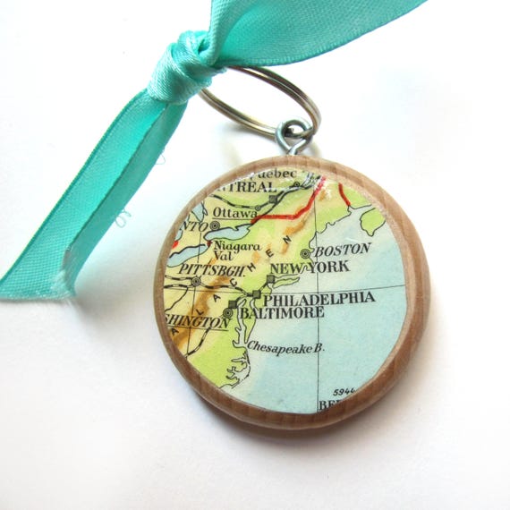 Personalized World map keychain - North America variations