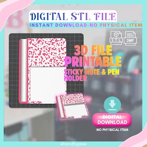 Blocco note adesive, file STL, organizer da scrivania per stampante 3D (download digitale)