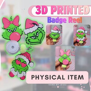 3D Printed Grumpy Green Monster Badge Reel, Christmas Nurse Gift (Physical Item)