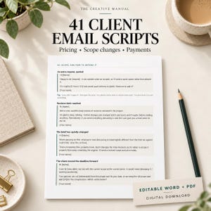 41 plantillas de correo electrónico para diseñadores freelance / plantillas de comunicación con clientes (descarga digital)