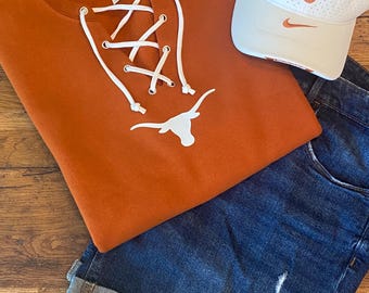 Texas Longhorn Grommet Lined Burnt Orange Sweatshirt