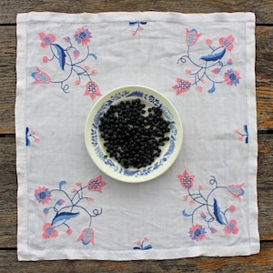 Embroidered tablecloth, Swedish Vintage hand embroidery, linen tablecloth, delicate embroidery, finest fabric, one of a kind textile
