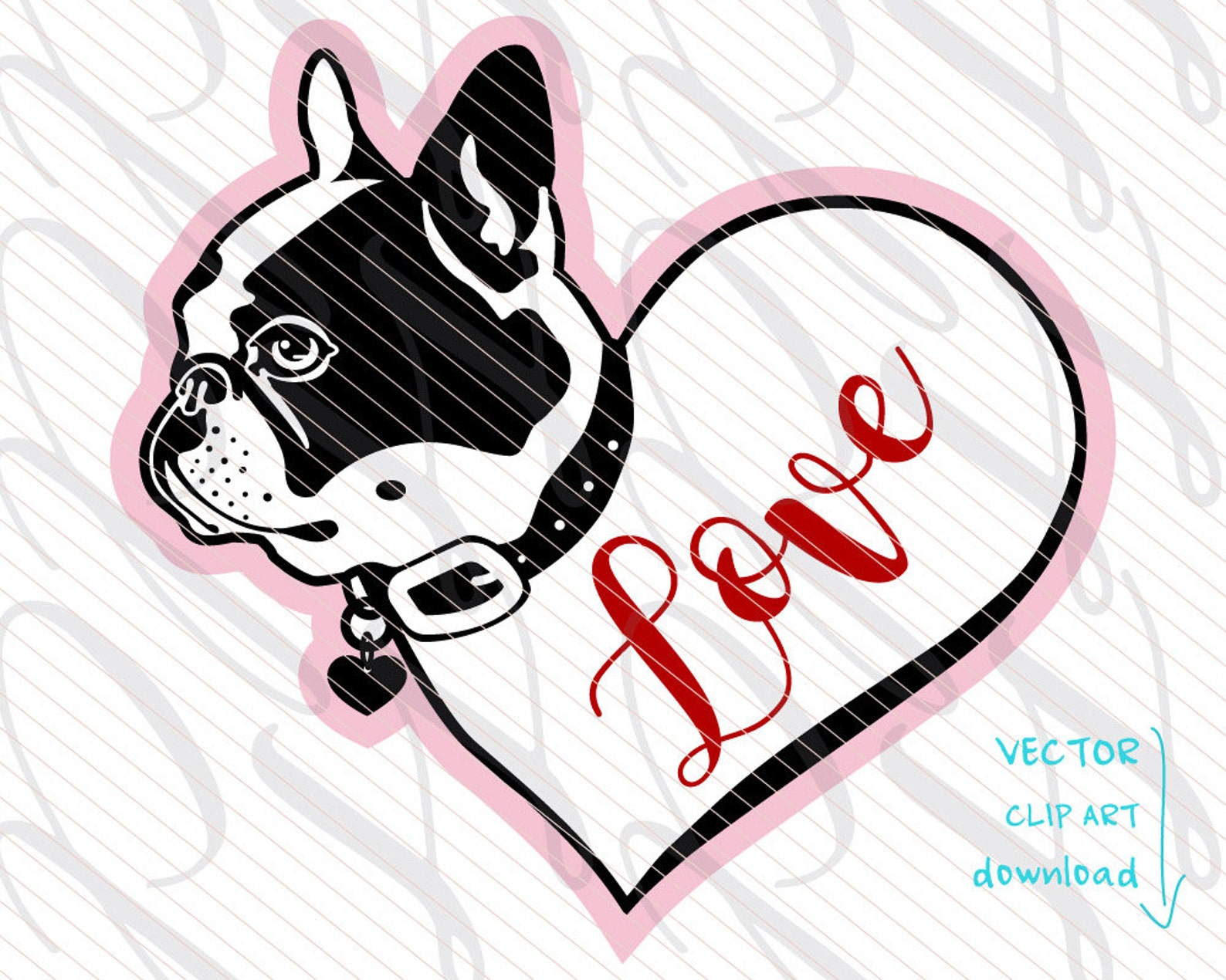 Frenchie Dog SVG Ink Heart Love Tattoo Vector Art File. French | Etsy