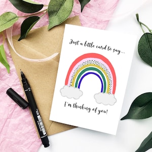 Thinking of you Karte, Keep in touch Karte, Regenbogen Karte, Illustration, Regenbogen Illustration, handgemachte Karte