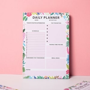 Daily planner, daily plan, organisation, 100 sheets, daily planner desk pad, to do list, daily organisation, stationary, productivity image 1