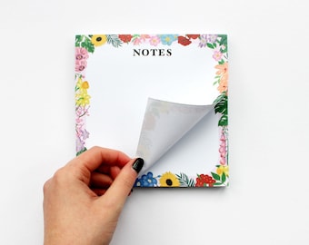 Notepad, 100 sheets, 15cm, notepad, floral notepad, square organisation pad, desk notepad, memo notepad, stationery, productivity journal