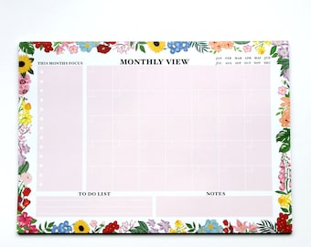 Monthly Planner tear off desk pad, Large A3 desk pad, monthly wall organiser, calendar pad, A3 50 sheets tear off organiser, journal planner