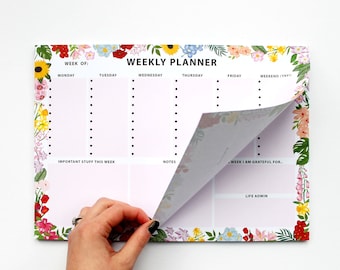 A4, Weekly planner, weekly plan, organisation, 50 sheets, weekly planner desk pad, to do list, daily organisation, stationary, productivity