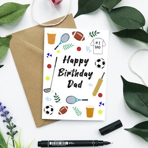 Vatertagskarte, Vatertag, Sport, Sport Illustration, Grußkarte, Papa, Fußballkarte, handgemacht, Mann Geburtstag, männlich