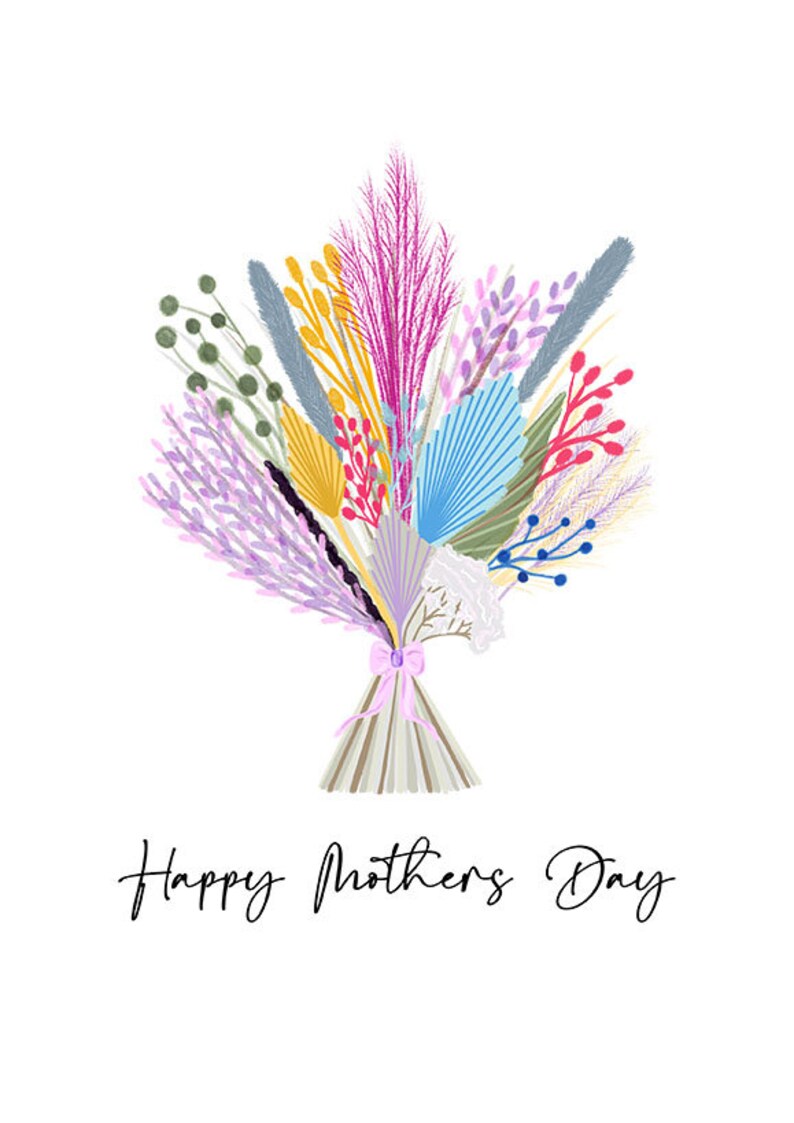 Mothers day card, Happy Mothers day, Happy Mothers day card, floral mothers day car, dried flower card, flower bouquet card, grandma, nan image 3