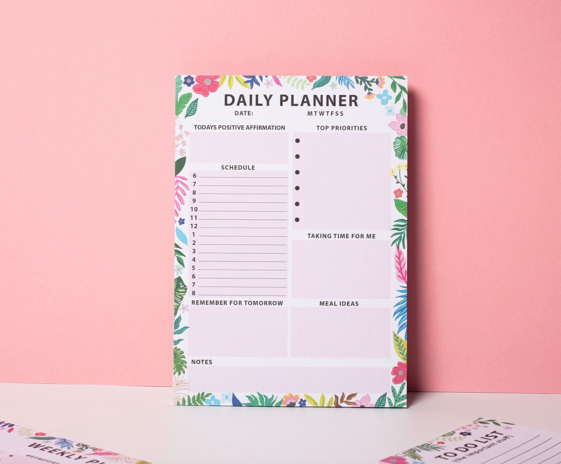 Daily planner, daily plan, organisation, 100 sheets, daily planner desk pad, to do list, daily organisation, stationary, productivity