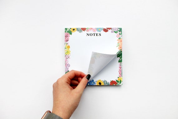Notepad, 100 sheets, 15cm, notepad, floral notepad, square organisation pad, desk notepad, memo notepad, stationery, productivity journal