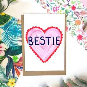 Carte de cœur bestie, carte de jour de galentines, carte de meilleur ami, journée de galentines, carte d’amitié, juste parce que carte, amour d’amitié, carte de meilleur ami