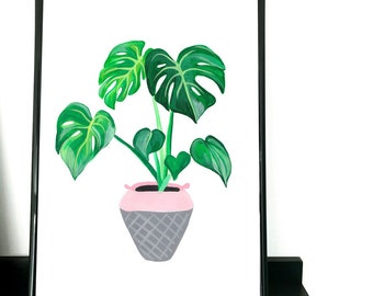 Plant print, house plant, painting, print, plant, illustration, digitally printed, A3, A4, A5, interior print, print design.