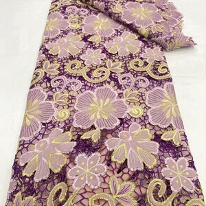 Luxury African Lace Fabric: 3D Floral Embroidery, Sequins & Netting, Rich Texture