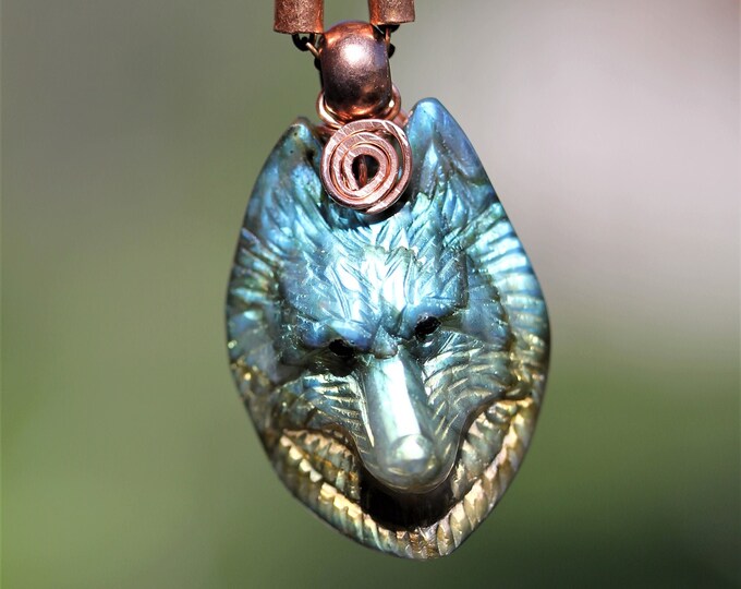 Wolf Head Jewelry Wolf Head Necklace Labradorite Necklace - Etsy