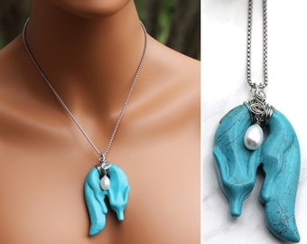 Turquoise fox, Fox jewelry, Fox pendant, Animal pendant, animal necklaces, Foxes, Fox, Anniversary gifts, Gift ideas, Birthday gift ideas