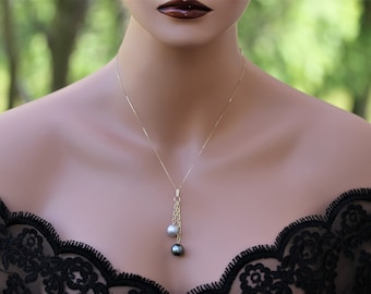 Tahitian Pearls, 14KY Solid Gold, Tahitian Pearl necklaces, 30th Anniversary, Unique jewelry, Black Pearls, Love you gifts, Elegant jewelry