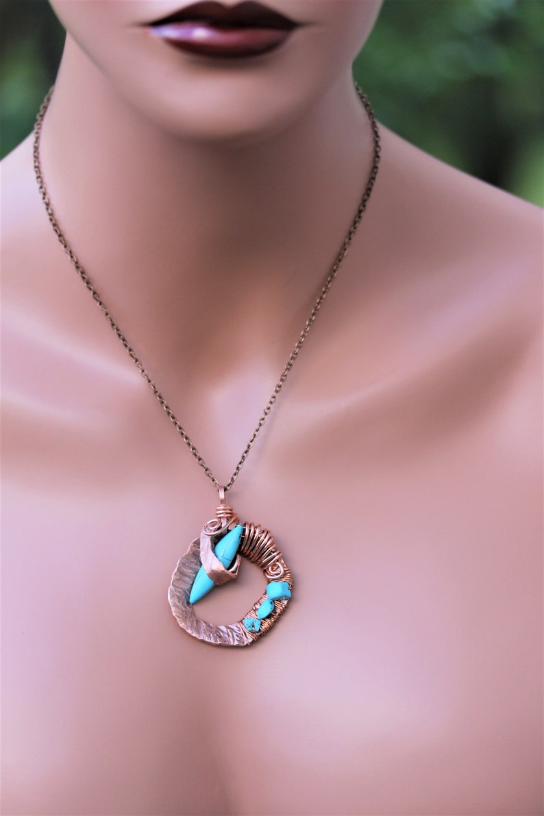 Hammered Copper Hammered Jewelry Copper Jewelry Turquoise Etsy