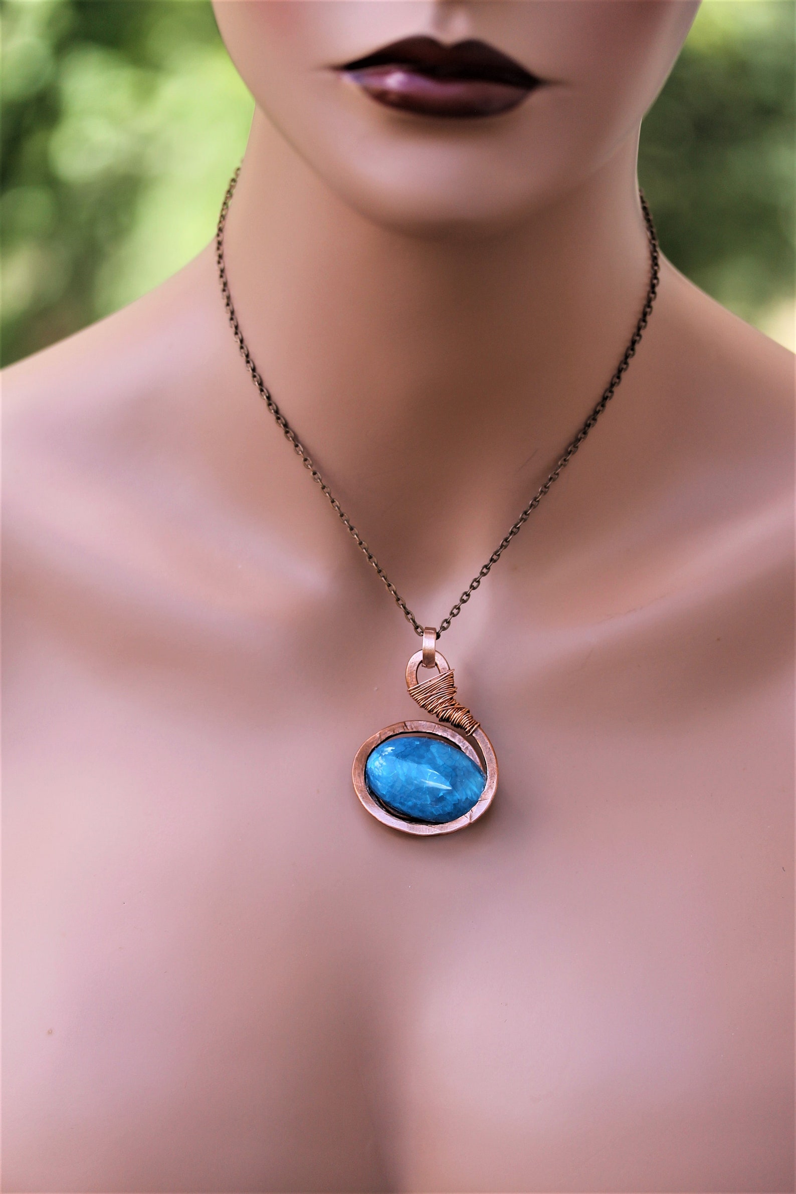 Copper jewelry Hammered jewelry with stones Hammered Copper Etsy